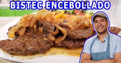 receta de bistec encebollado