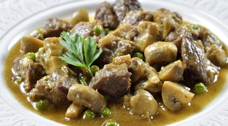 receta de carne con champiñones