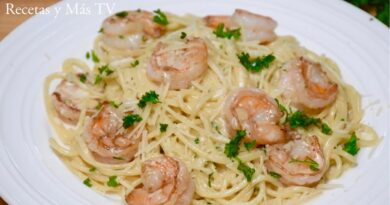 receta de pasta con camarones
