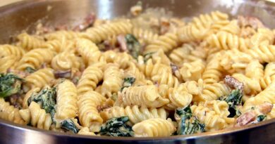 receta de fideos con espinaca
