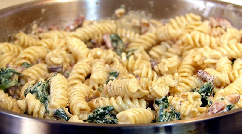 receta de fideos con espinaca