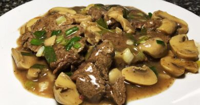 receta de bistec con champiñones